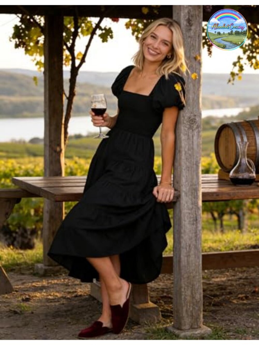 Puff Sleeve Smocked Backless Midi Dress Wedding Guest A-Line Boho